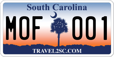 SC license plate MOF001