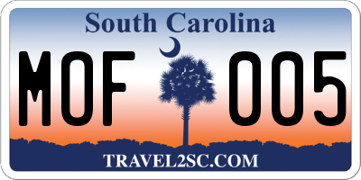 SC license plate MOF005