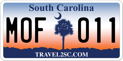 SC license plate MOF011