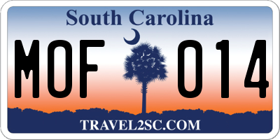 SC license plate MOF014