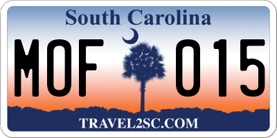 SC license plate MOF015