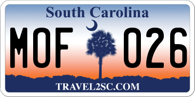 SC license plate MOF026