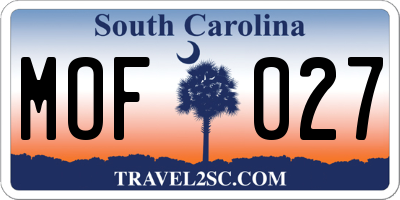 SC license plate MOF027