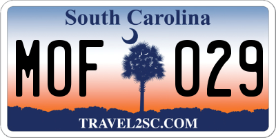 SC license plate MOF029