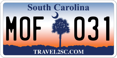 SC license plate MOF031