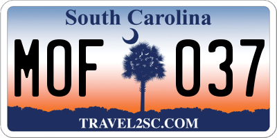 SC license plate MOF037