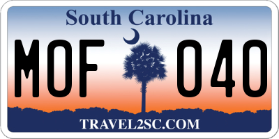SC license plate MOF040