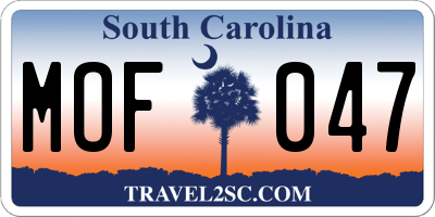 SC license plate MOF047