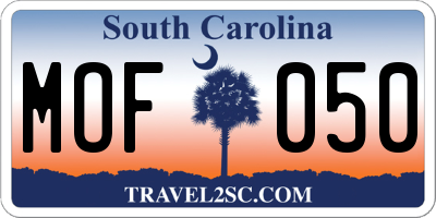 SC license plate MOF050