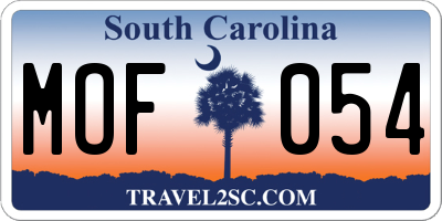 SC license plate MOF054