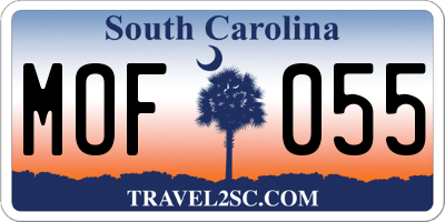 SC license plate MOF055