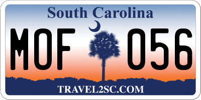 SC license plate MOF056