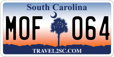SC license plate MOF064