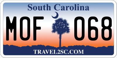SC license plate MOF068