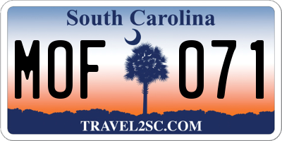 SC license plate MOF071