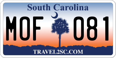 SC license plate MOF081