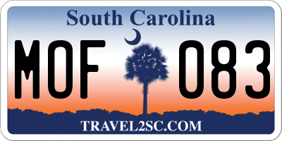 SC license plate MOF083