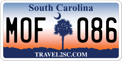 SC license plate MOF086