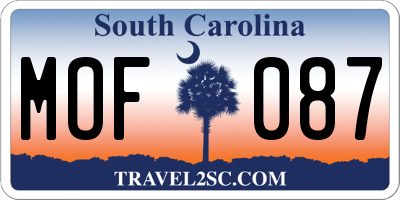 SC license plate MOF087