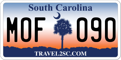 SC license plate MOF090