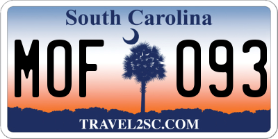 SC license plate MOF093