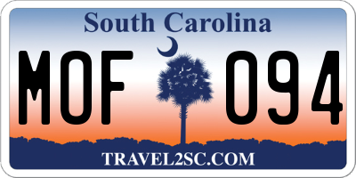 SC license plate MOF094
