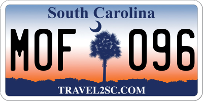 SC license plate MOF096