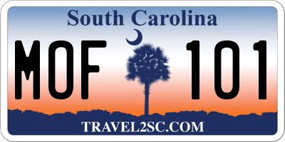 SC license plate MOF101