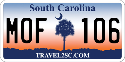 SC license plate MOF106
