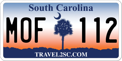 SC license plate MOF112