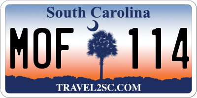 SC license plate MOF114