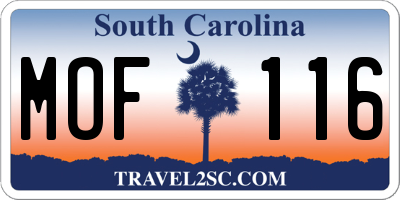 SC license plate MOF116