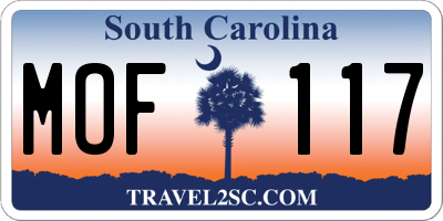 SC license plate MOF117