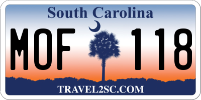 SC license plate MOF118