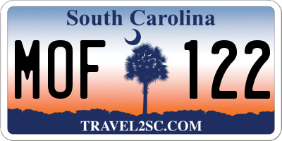 SC license plate MOF122