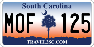 SC license plate MOF125