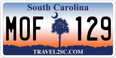 SC license plate MOF129