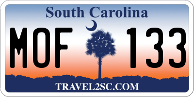 SC license plate MOF133