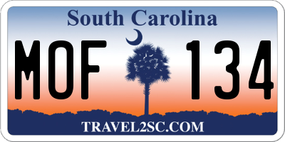 SC license plate MOF134