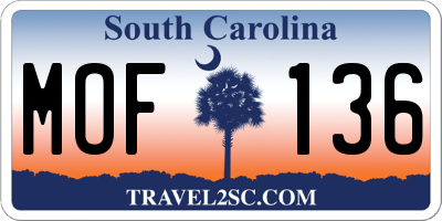 SC license plate MOF136