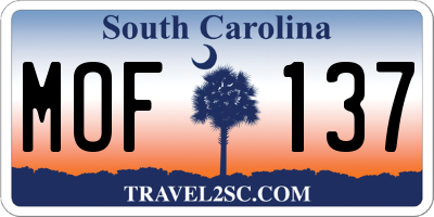 SC license plate MOF137