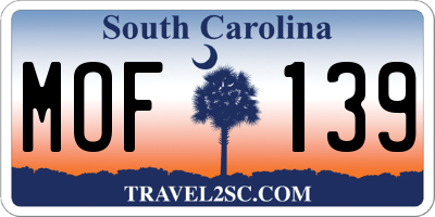 SC license plate MOF139