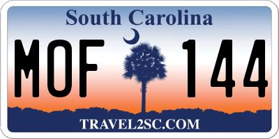 SC license plate MOF144