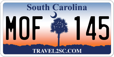 SC license plate MOF145
