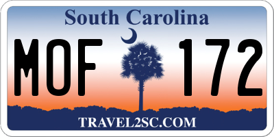 SC license plate MOF172