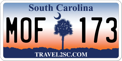 SC license plate MOF173