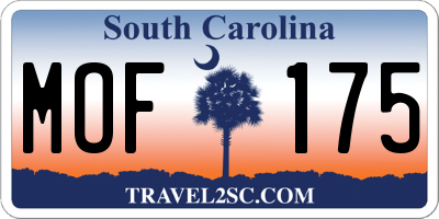 SC license plate MOF175