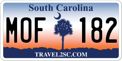 SC license plate MOF182
