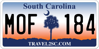 SC license plate MOF184
