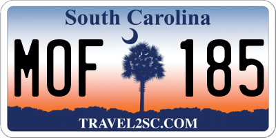SC license plate MOF185